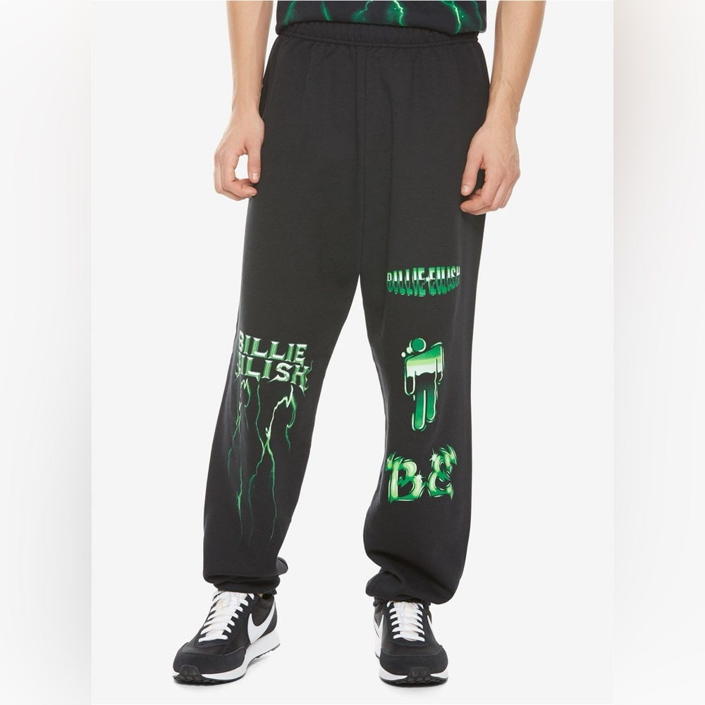 Hot Topic Billie Eilish Green Lightning Sweatpants Size Medium